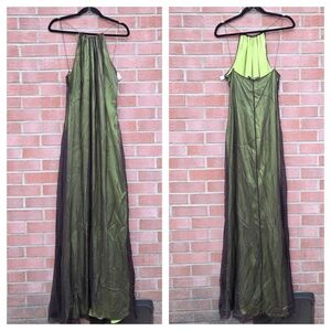 Tahari Vintage Silk Fairycore Whimsy Flowy Halter Maxi Dress Size 14
